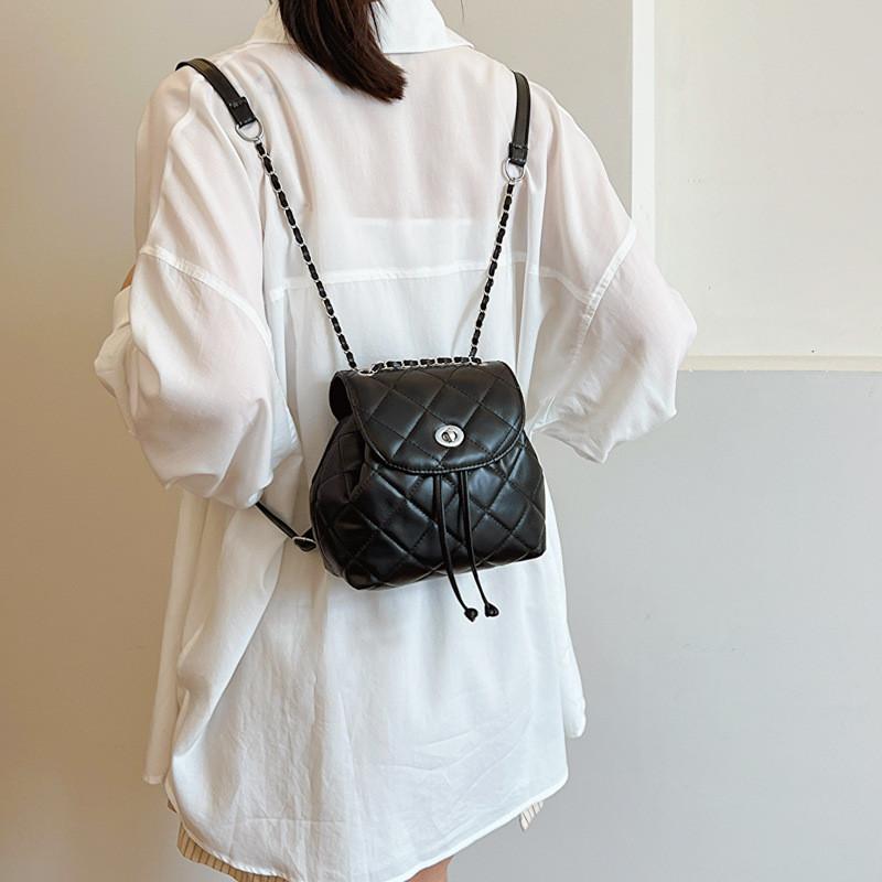 Stylish 2024 Spring Season Black Quilted Chain Strap Shoulder Bag For Casual Wear