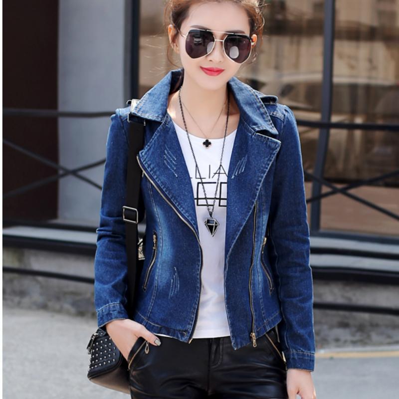 Dam Punk Shrug Shoulder Denim Cropped Jacket Coat Dragkedja Denim Coat