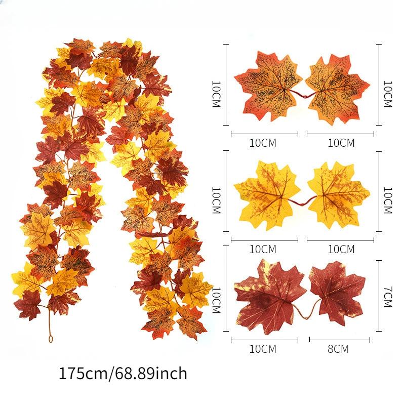 Artificial Fall Maple Leaf Garland Fake Plants Autumn Decor Leaves Vine for Thanksgiving Halloween Festivals Wedding Decora