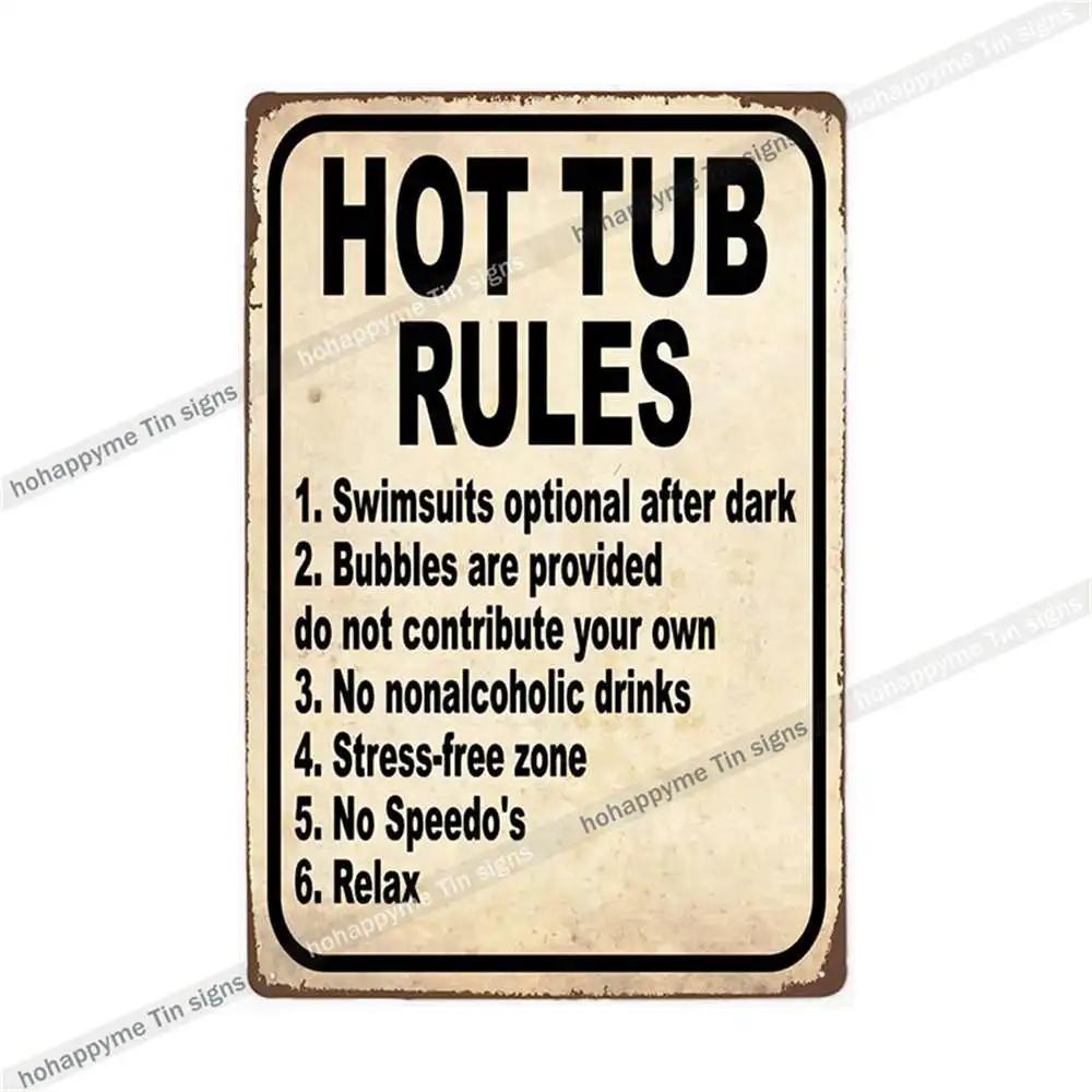 Funny Hot Tub Welcome Metal Sign (20x30cm) | Vintage | Beach/Bathroom/Bar Decor