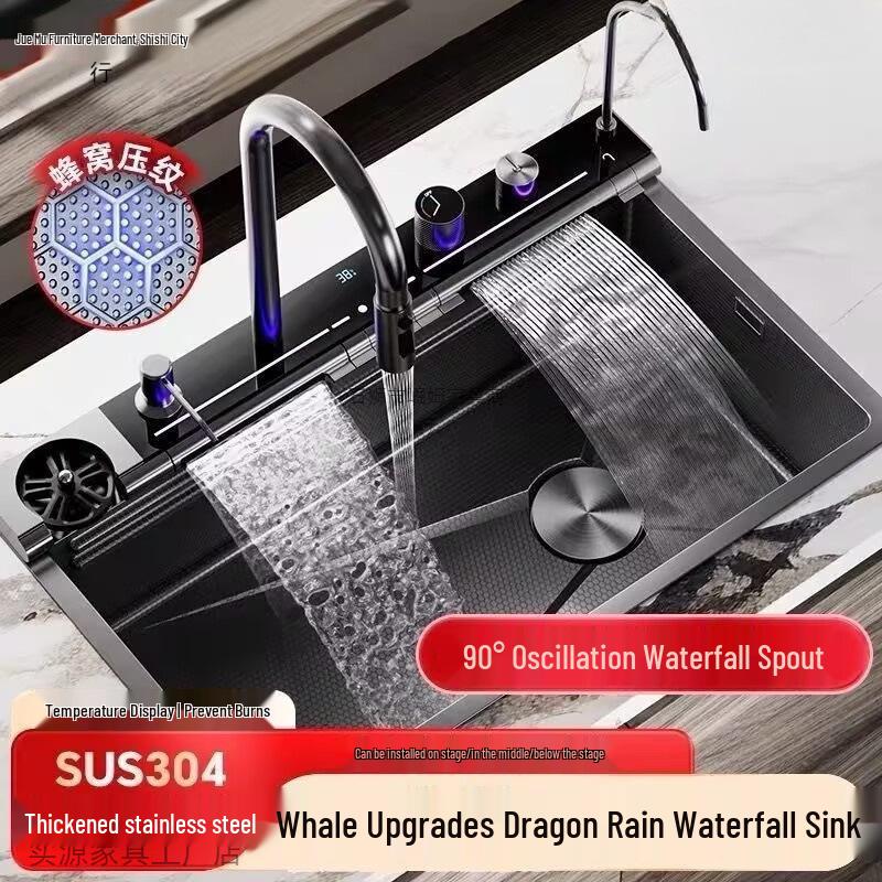 Thickened 304 Stainless Steel Veggie Washer with Digital Display & Honeycomb Design