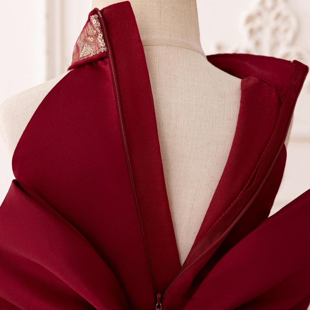 Children's Halter Princess Dress with Train & Puffy Mesh Skirt - Perfect for Evening, Holiday Parties, or Performances