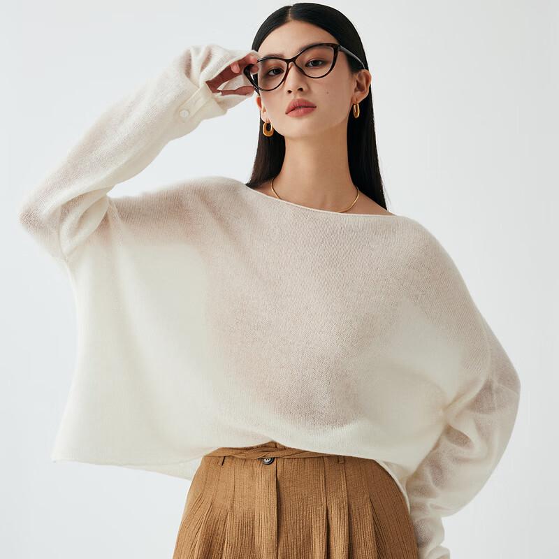 

Palo Women s Pure Cashmere Loose Round Neck Sweater L