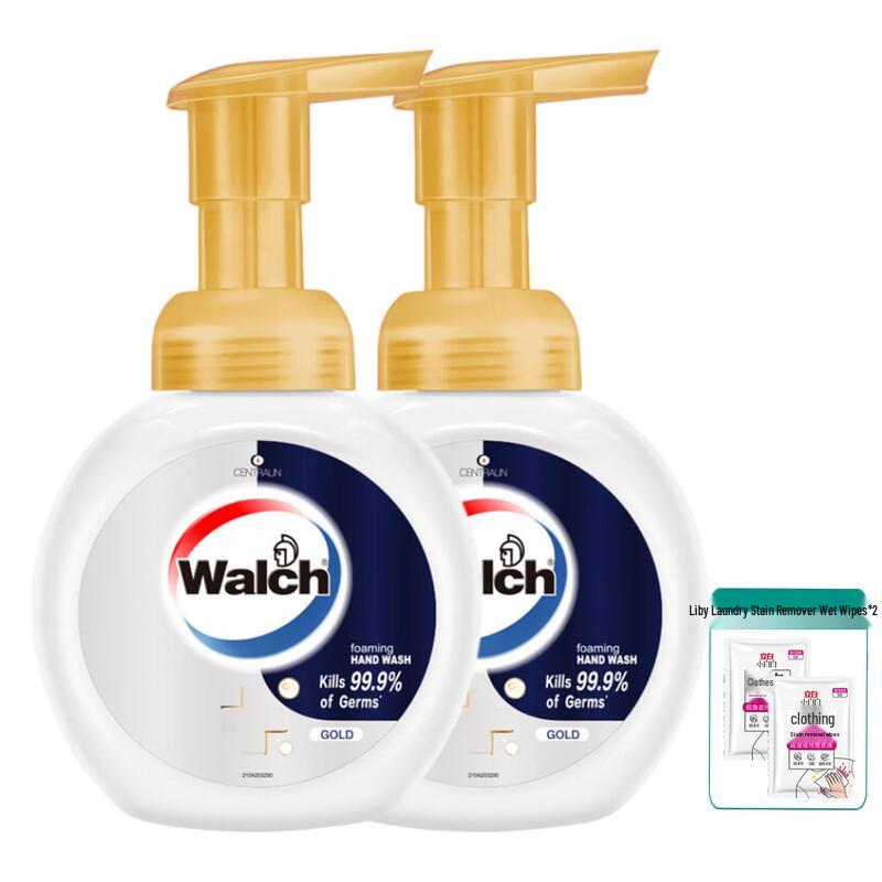 Walch Foaming Antibacterial Hand Wash Classic Gold Edition 2x225ml with Liby Wipes