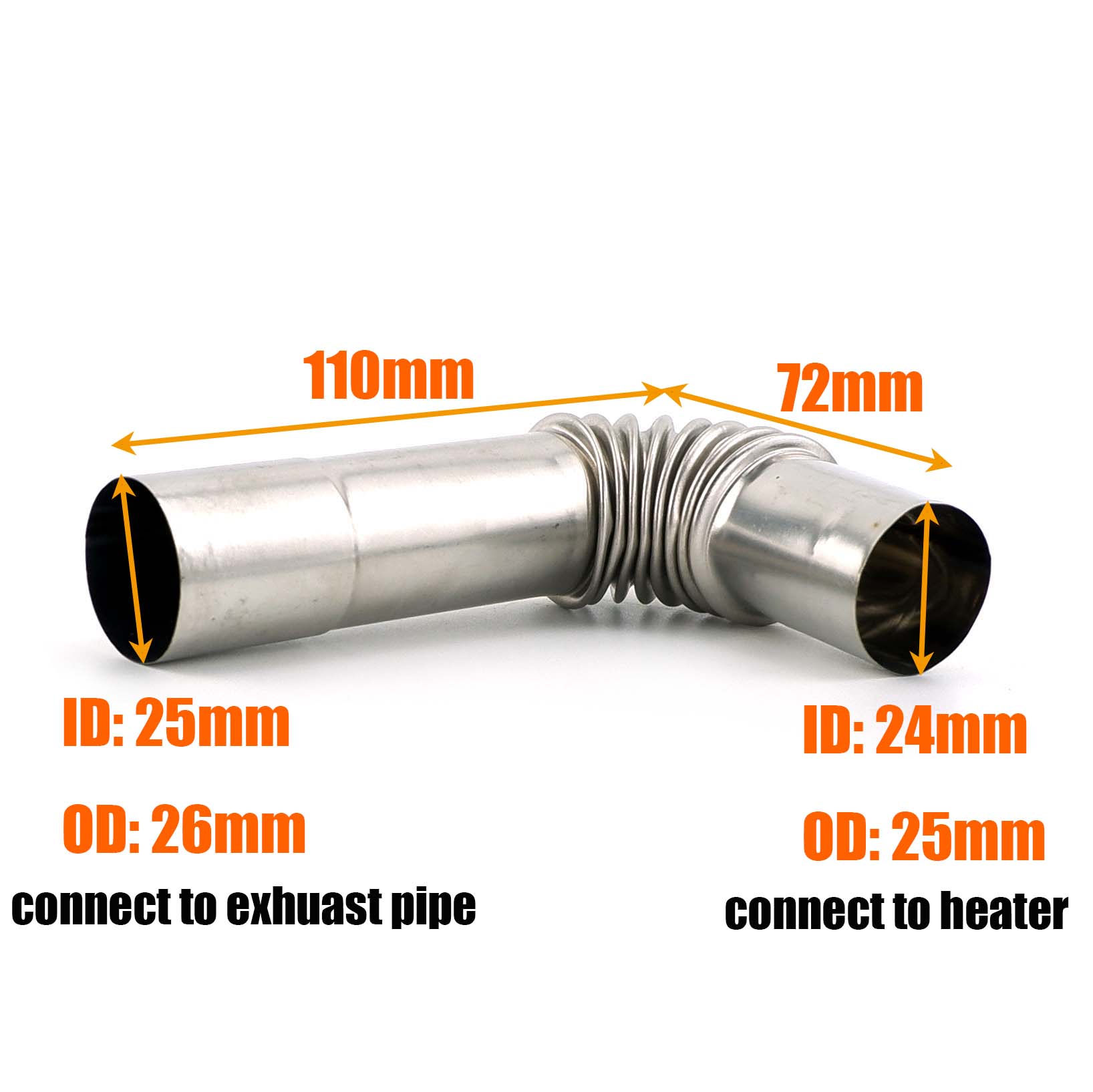 

25mm & 26mm Exhaust Pipe Tube Elbow Connector For Portable Diesel Heater Caravan Camper VAN