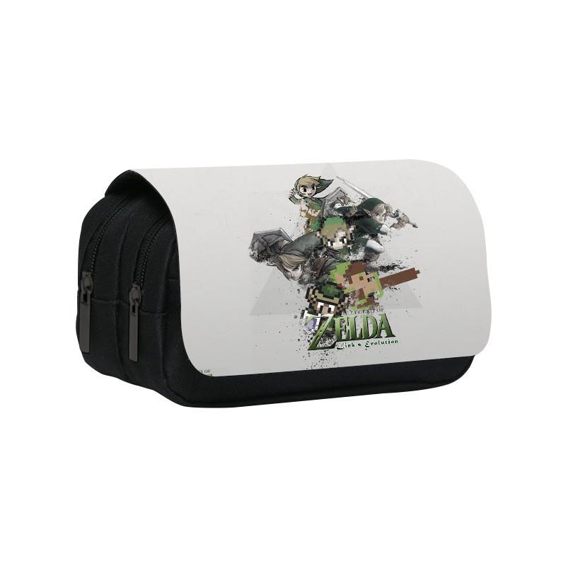 Zelda Themed Pattern Double Layer Flip Cover Stationery Storage Pencil Bag For Students And Office Use
