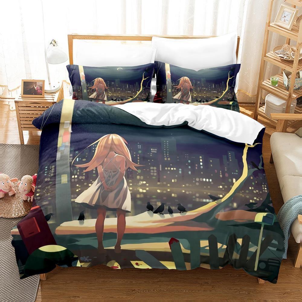 Fashion 3D Print Anime Monogatari Series Bedding Set Single Twin Full Queen King Size Bed Set Adult Kid Bedroom Duvet Cover Sets