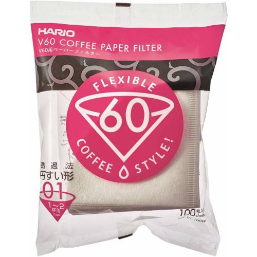HARIO V60 Paper Filter for 1-2 Cups, 500 Pieces, Cone Coffee Maker, White, Made In Japan VCF-01-100W