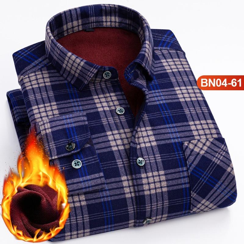 Winter Sherpa Lined Flannel Shirt Jackets for Men Long Sleeve Button Down Fleece Dress Shirts Men's Casual Warm Comfortable Thermal Shirt With Pockets
