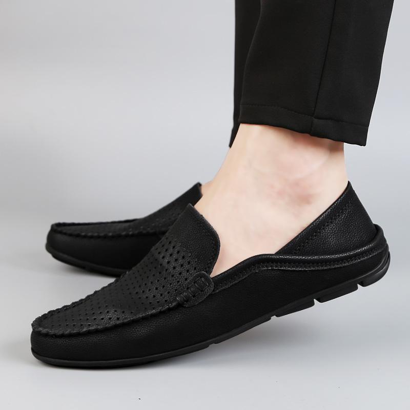 FashionGenuine Leather Slip On Men Loafer Boat Shoes High Quality Casual Footwear Male Black Party Wedding Shoes Boat Shoes Moccasins