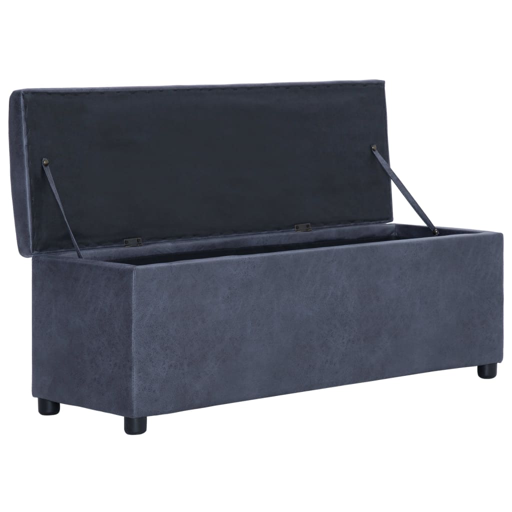 Storage Bench with Storage Compartment 116 cm Grey Faux Suede Finish