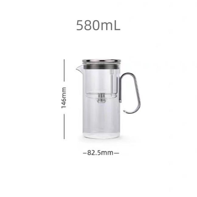 Dzbanek do herbaty z wysokoborokrzemowego szkła żaroodpornego 580 ml z zaparzaczem, Czajnik do oddzielania herbaty od wody 580 ml Najwyższej jakości