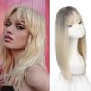 Extensiones de Cabello Rubio Ombré Largas y Lisas Flequillos Piezas de Cabello Cubren Canas y Línea del Cabello