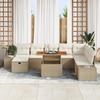 VidaXL Ensemble de canapé de jardin 9 pièces avec coussins Beige Poly Rotin 3360068