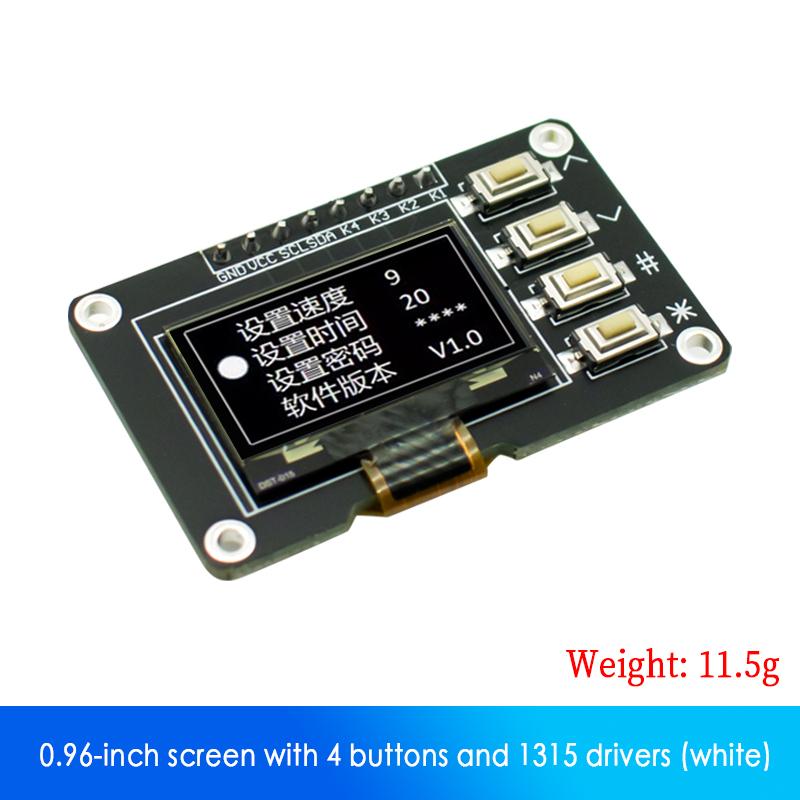 LIZAO 0.96 Inch 12864 OLED Display Module SSD1315 I2C IIC White Blue Screen with 4 Buttons DC 3.3V for Arduino Project