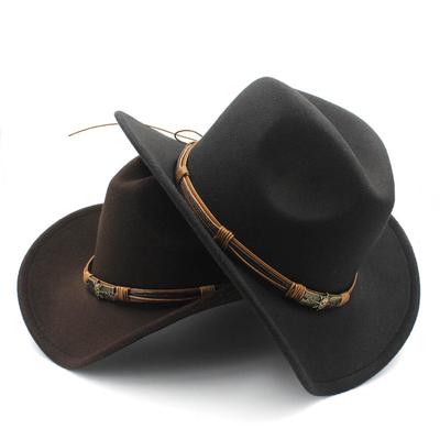 Wollen holle westerse cowboyhoed met zonnegod riem Cowgirl Jazz Toca Sombrero Godfather Cap