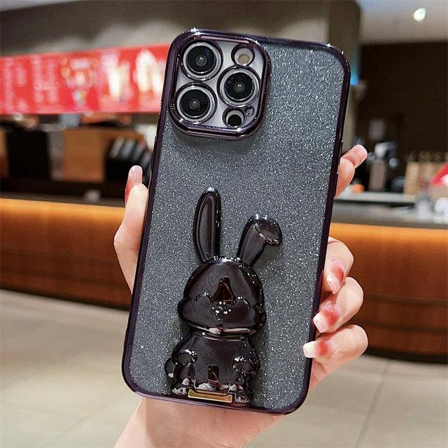 

Блестящий чехол для телефона с милым кроликом и рисунком кролика для Iphone 14pro Max 11 12 13 Pro Max 14 Plus 11, противоударное покрытие, задняя крышка с подставкой For iPhone 14Plus