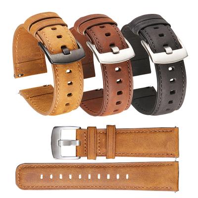 Mode Leder Uhrenarmbänder Männer 20mm/22mm Uhrenarmbänder für Männer Silber/Schwarz Schnalle Leder Nähte Uhrenarmbänder