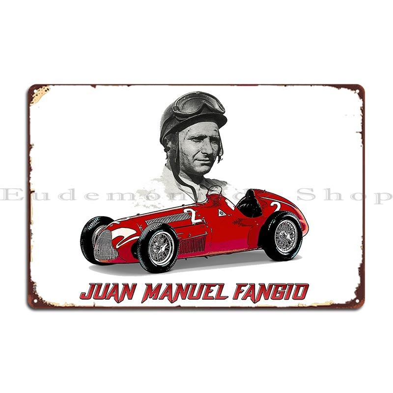 

Juan Manuel Fangio Metal Plaque Bar Wall Decor Living Room Wall Personalized Tin Sign Poster 20x30cm