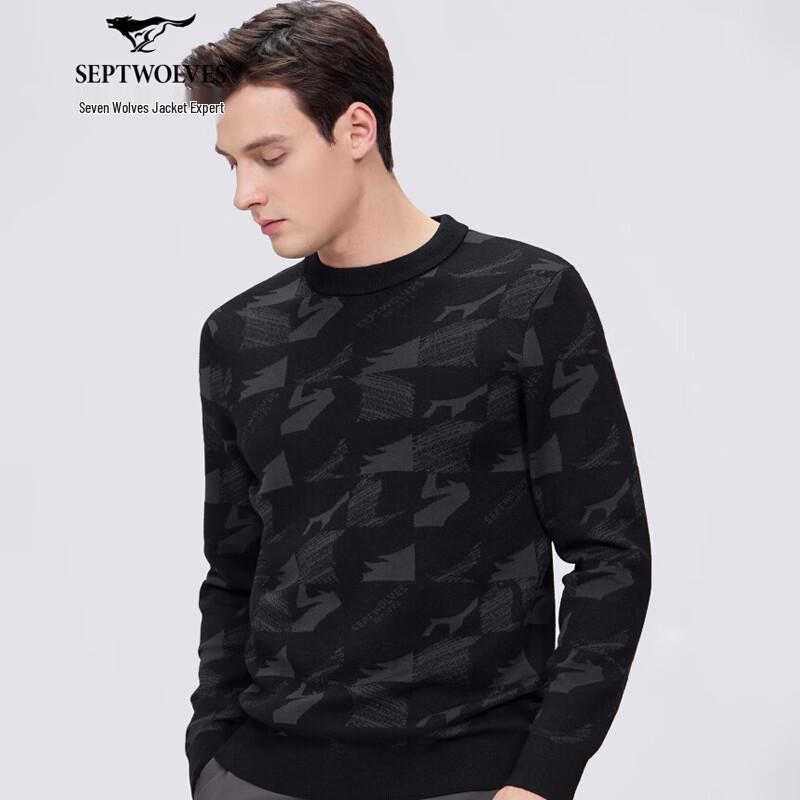 SEPTWOLVES Men s Winter Jacquard Crew Neck Sweater L