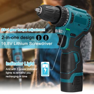 16.8V Cordless Driver Drill Household Electric Screwdriver Regulation Rotation Ways Adjustment Lithium Drill Home Improvement Power Tool