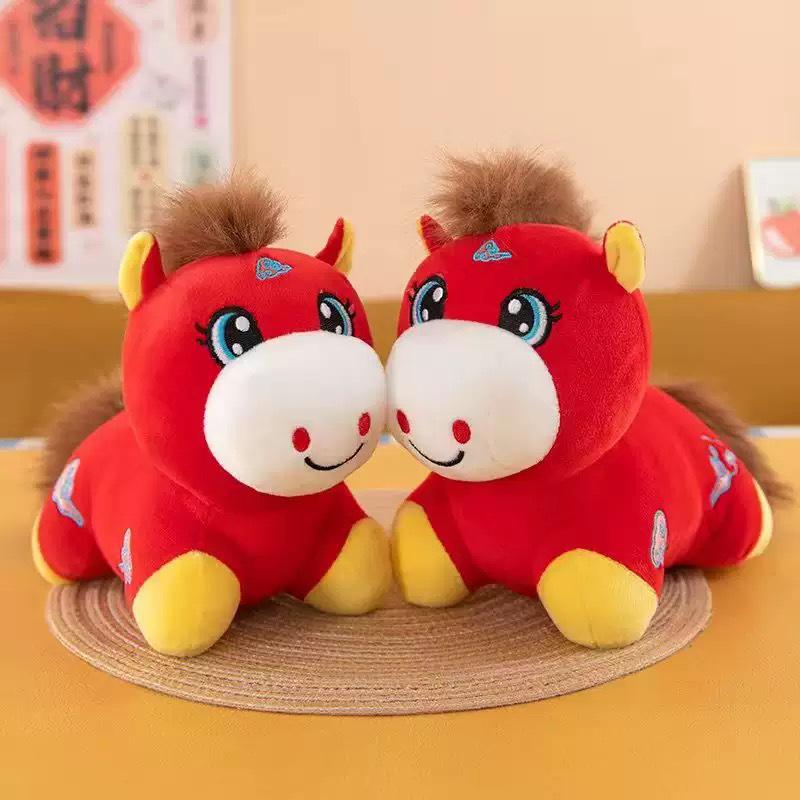 2026 Year of the Horse Zodiac Plush Mascot Toy - Red Gift Doll