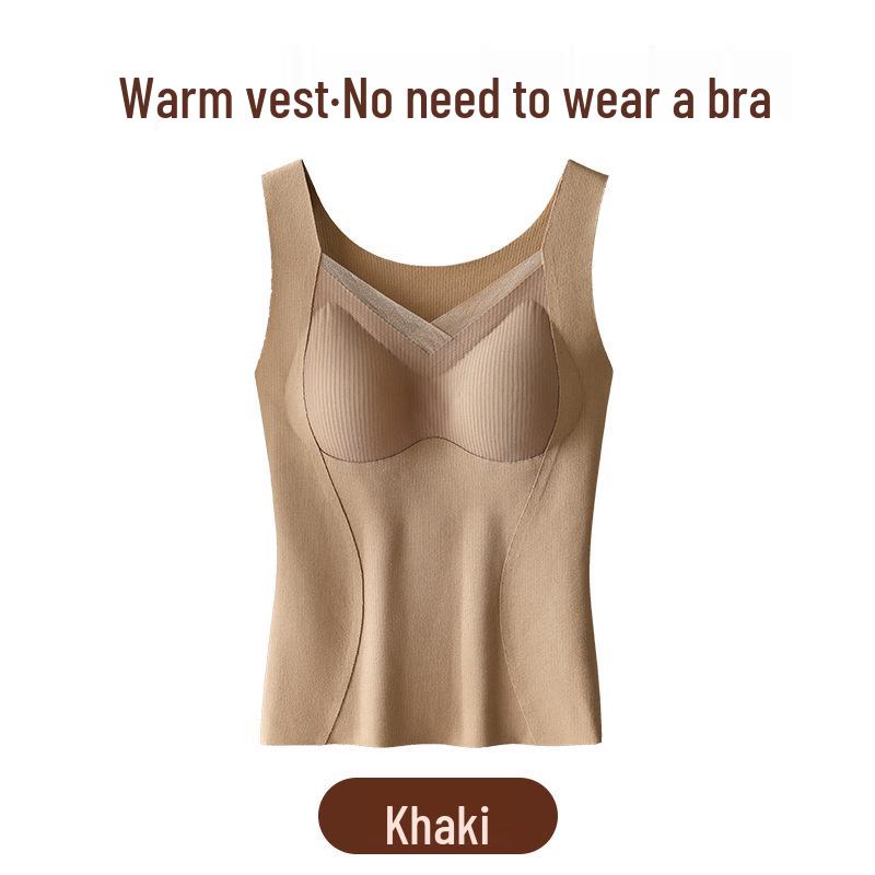 2024 Autumn/Winter Seamless Mulberry Silk Women's Warm Vest with Built-in Bra Pads: Inner/Outer Wear