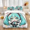Hatsune Miku Cyberpunk Neon City Duvet Cover Set Anime Bedding With Pillowcases Gaming Room Teen Bedroom Decor Gift For Fans