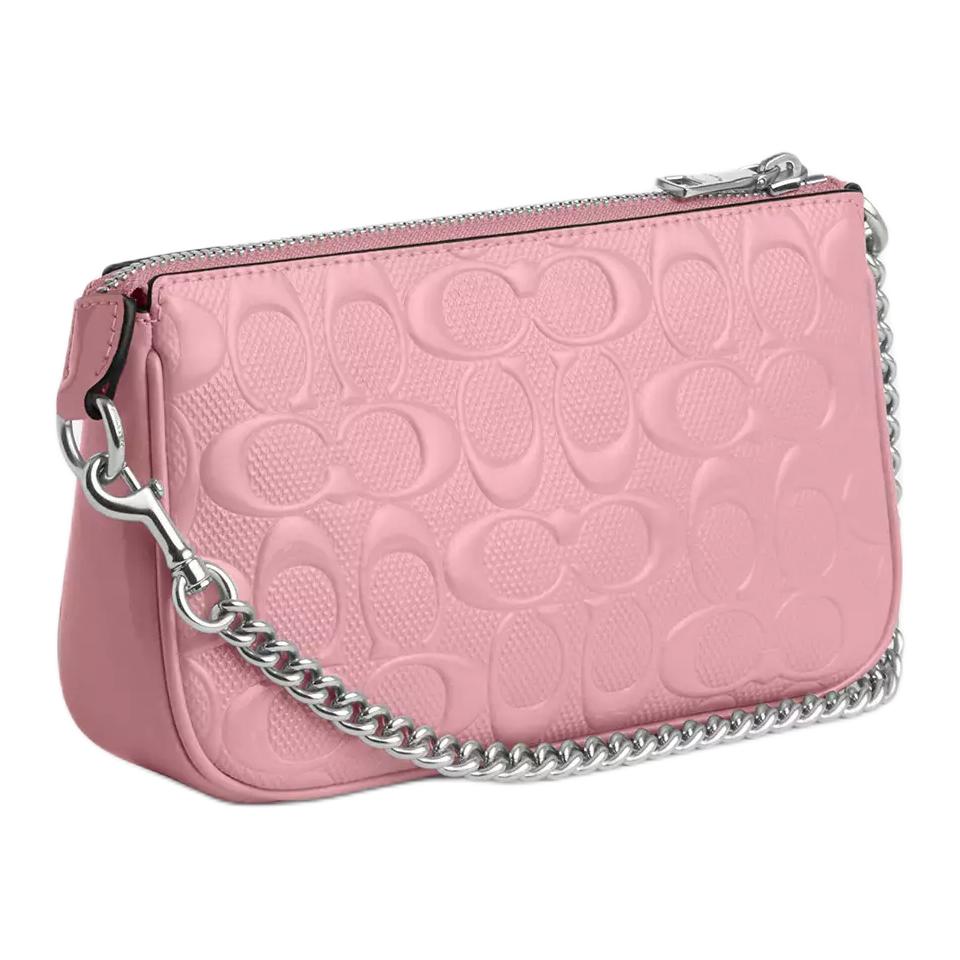 Coach Nolita 19 Heart Pendant Chain Handle Zipper Closure Patent Leather Handbag Small Women Handbag Pink CCZ27-SVPK