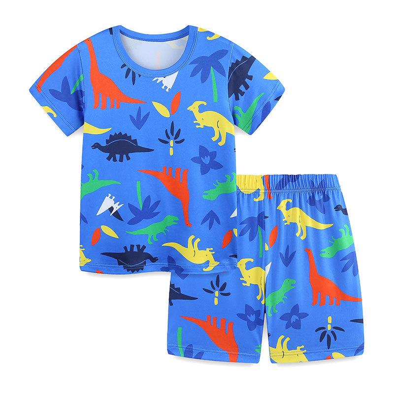 AostaBetty Boys' Round Neck Short Sleeve Summer Two-Piece Homewear Set