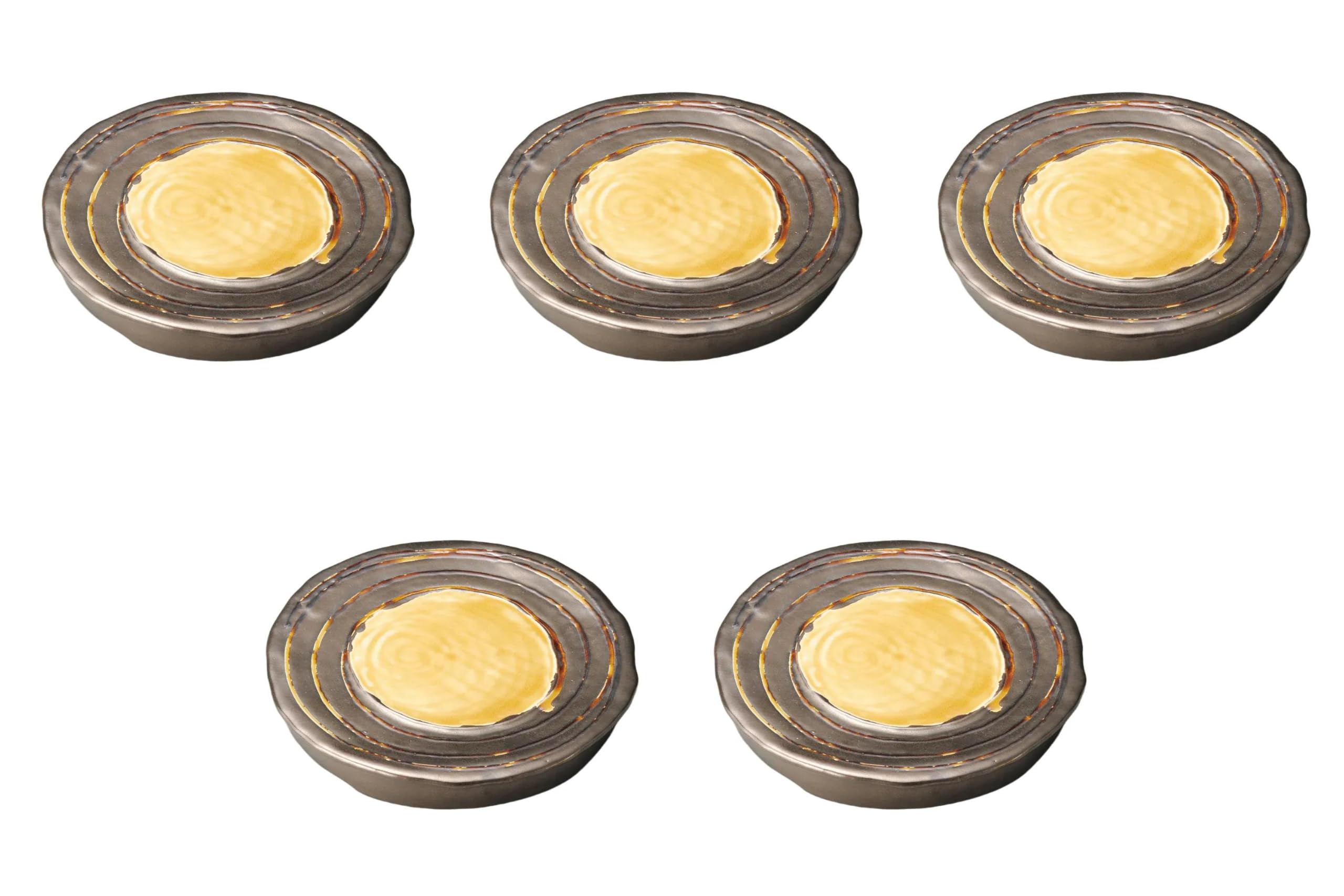 

Set of 5 Small Amber Gold Ring Plates x Medium Round Plates by Setomonohonpo [23 2.6 cm] золотой