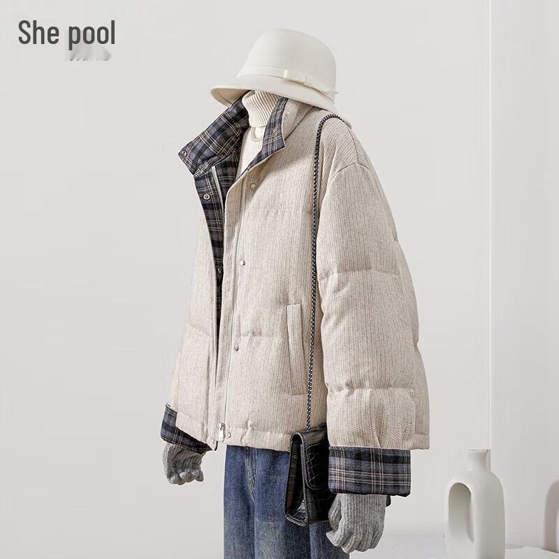 

TACHEE Женская зимняя пуховая куртка в клетку из смеси шерсти и 90% утиного пуха со стойкой XL