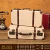 Retro European Wooden Handheld Storage Box Luxury Leather Suitcase Display Prop Box Family Storage Tools Wooden Case Leather