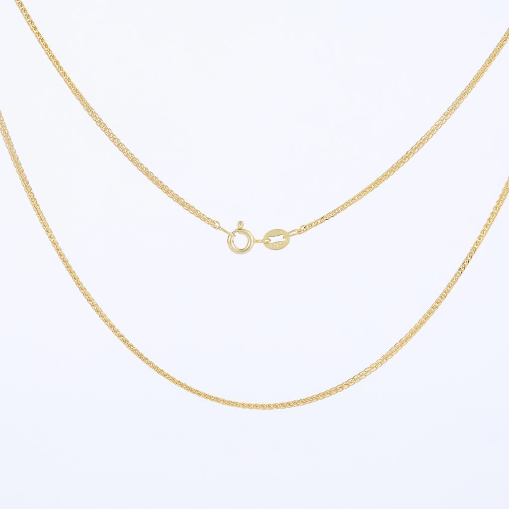 925 Sterling Silver Rose Gold Plated Faceted Chopin Chain Necklace 0.2mm Thin 45cm Women Jewelry