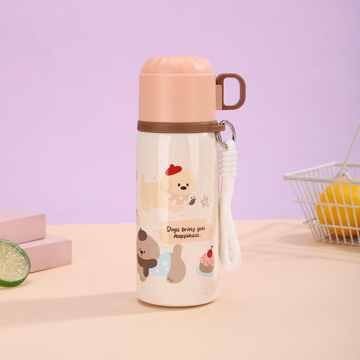 

High-value Stylish Dual-drink Children s Cup 316 Stainless Steel Vacuum Insulated Cups Cute Cartoon Portable Straw Cup Bottle 450ml