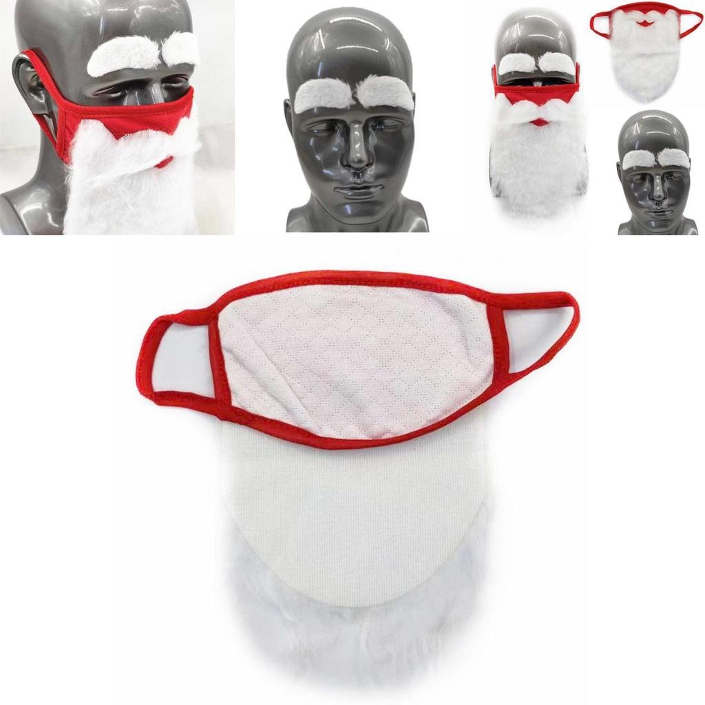 Christmas Santa Claus Eyebrows Beard Party Mask Set For Adults Soft And Fluffy Cotton Fabric