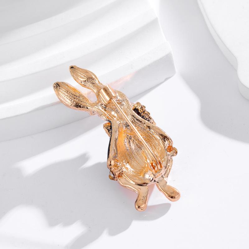Retro Rabbit Glazed Rhinestone Brooches For Women Clothing Coat Jewelry Accessries Gift