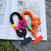 Modisches dehnbares Nylon-Handy-Lanyard mit floralem Akzent T-förmigem Clip Universell für Smartphones Schlüsselanhänger
