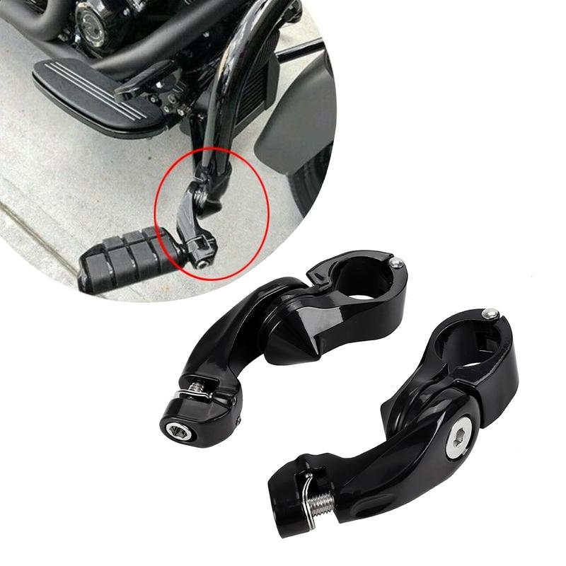 Motorcycles Male Mount-Style Chrome 1 1/4" Foot Peg Adapter Engine Guard Footrests Mount Clamps for Harley Softail Cafe Racer