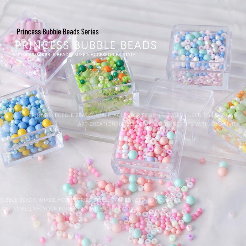 

Macaron Color Princess Bubble Beads: Mixed Size Nail Art Resin Rhinestones