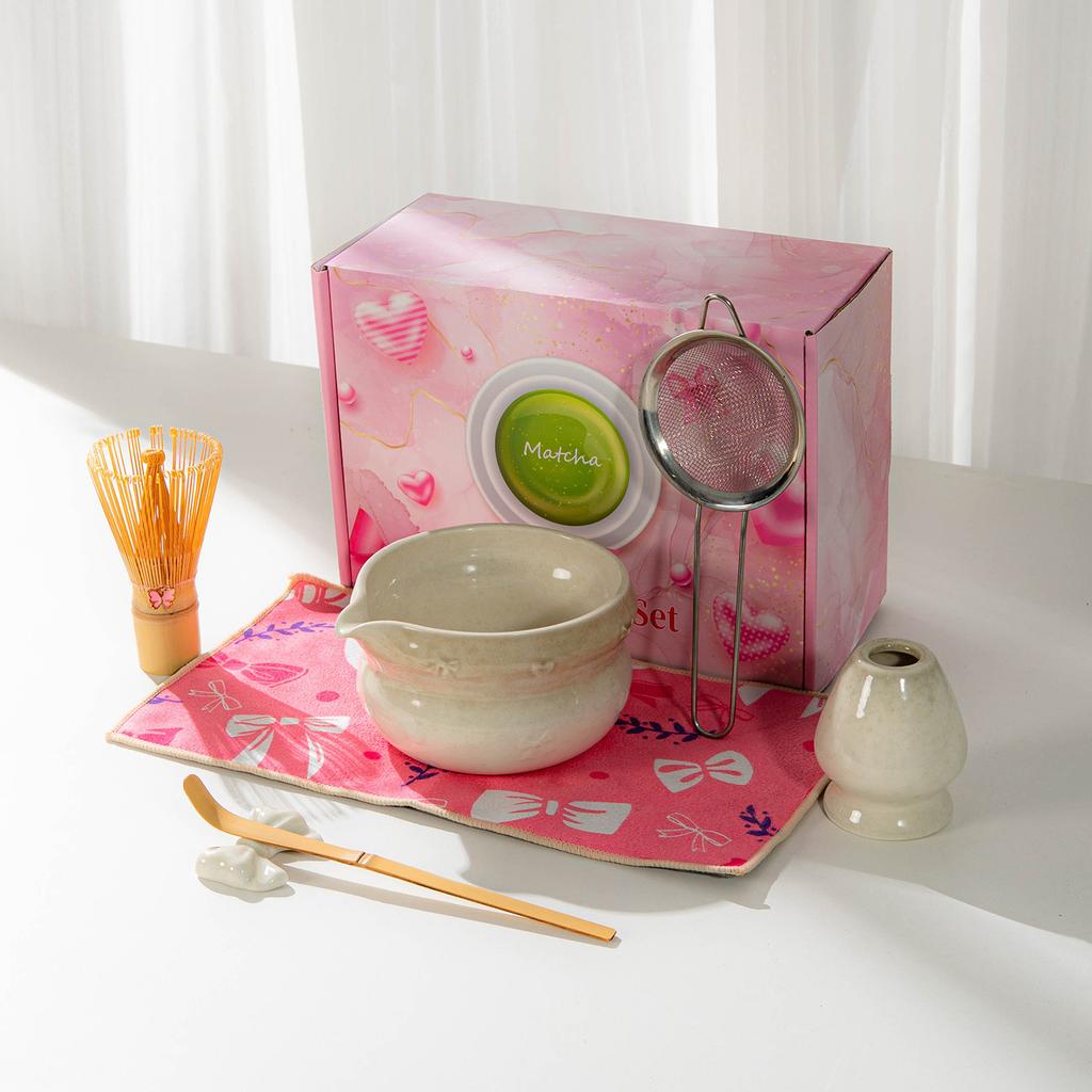 Japanese Matcha Set With Bow Pattern, Matcha Whisking Tools, Tea Set Accessories, Multiple Styles Available, Gift
