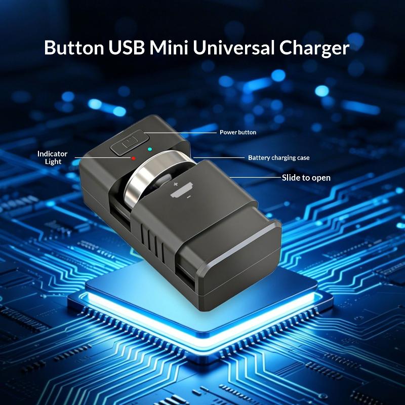 Tragbares USB-Knopfzellen-Batterieladegerät Mini-Universal-Ladegerät für Cr2032 Cr2025 Cr2016 Knopfzellen