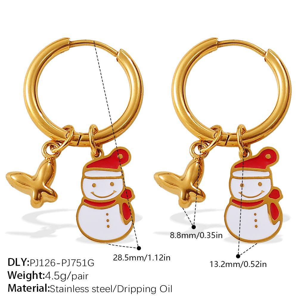 Christmas Wind DIY Pendant Earrings Stainless Steel Gold-plated Fun Pendant Combination Earrings Jewelry Women