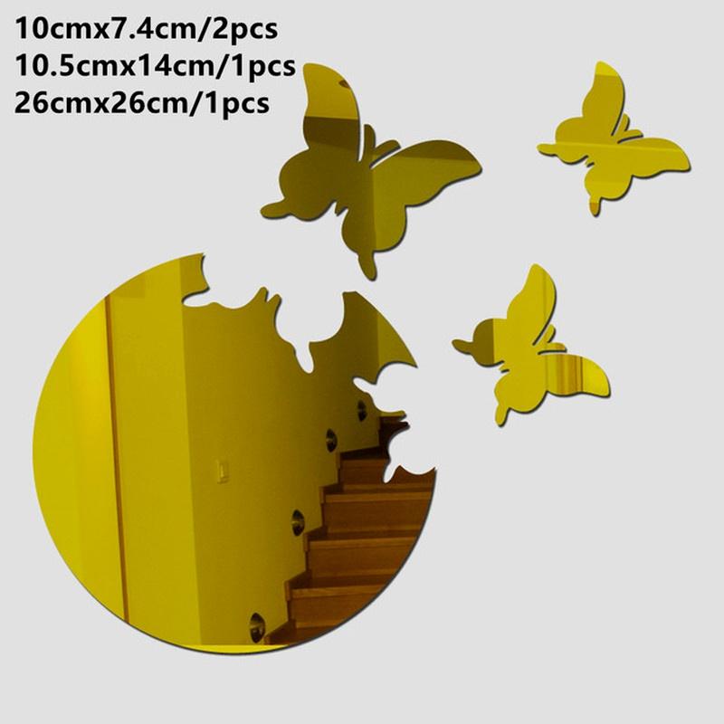 4pcs 3D Butterfly DIY Mirror Wall Sticker Aesthetic Room Decor Stickers Decal Bedroom Bathroom Home Decor Treandy Wall Decor