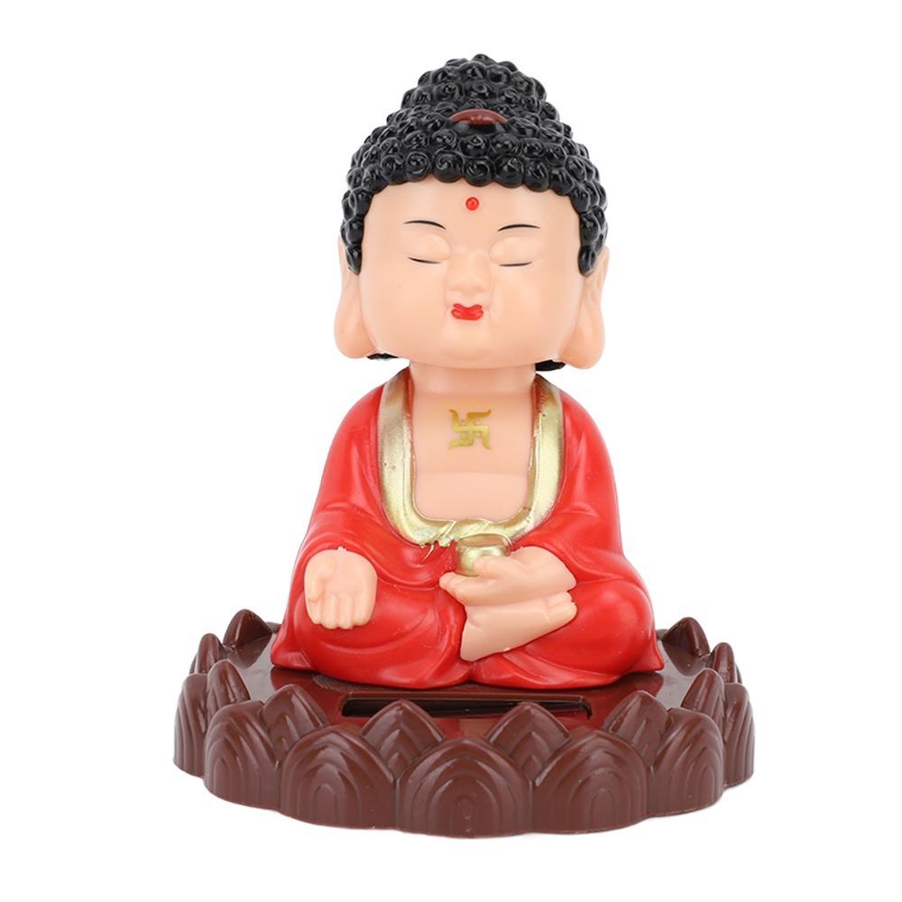 Plastic Solar Nodding Buddha Desktop Ornament Entryway Hallway Decoration