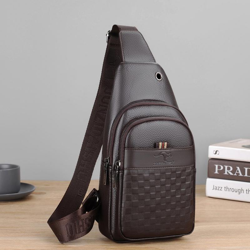 Men's Korean Style Casual Chest Crossbody Bag - Small PU Shoulder Travel Backpack
