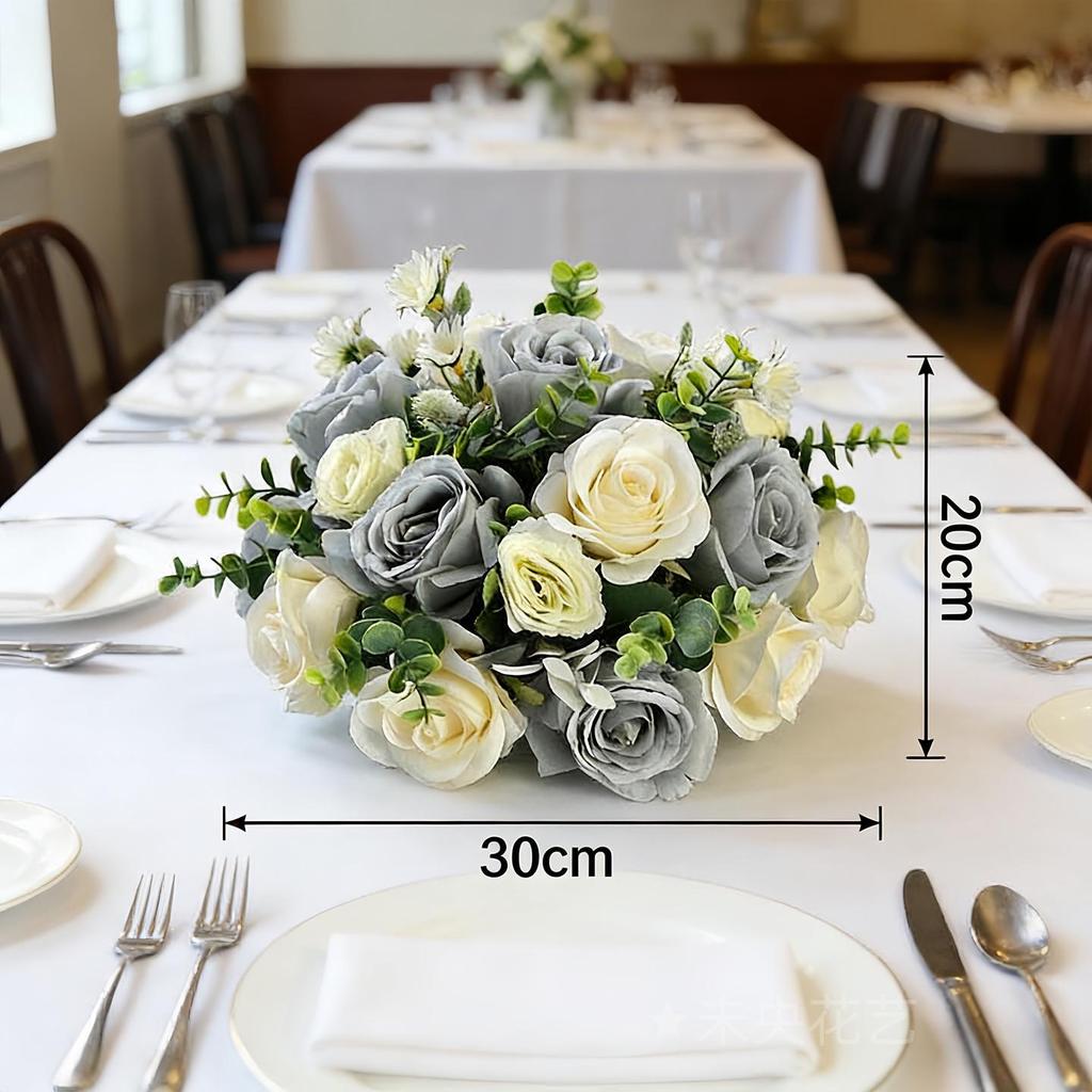 Round Lily Style Table Centerpiece: Artificial Floral Arrangement for Restaurants & Hotels
