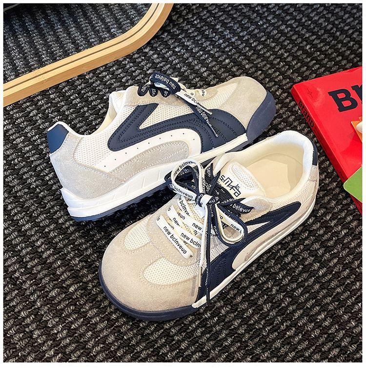 Women's Color Block Lace-up Sneakers - 2025 Autumn Casual Flats for Students