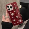 Fashion Luxury Glitter Rhinestone Diamand Phone Case For iPhone 17 16 Pro Max 15 13 14 12 11 Red Silicone Back Cover