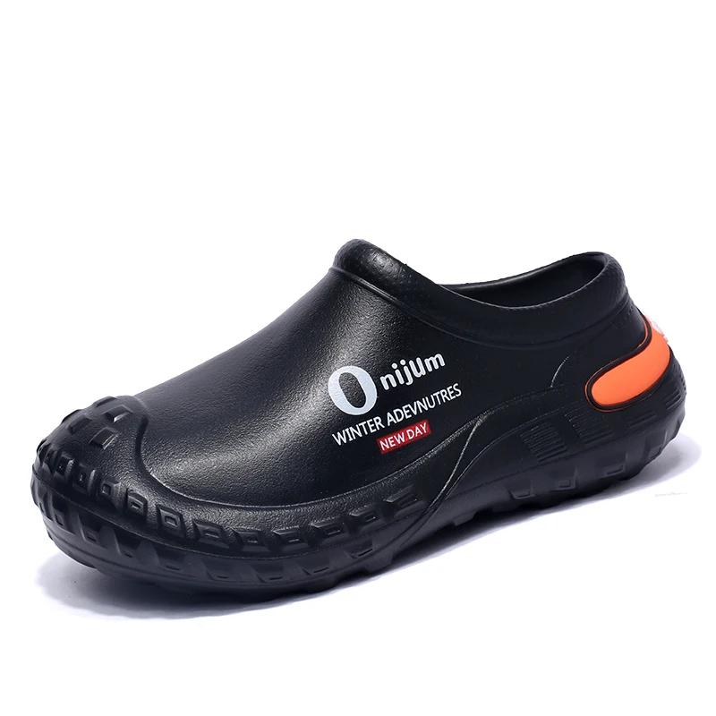 

Модные молодежные мужские тапочки из ЭВА, зимние кухонные тапочки, легкая обувь для мужчин, повседневная нескользящая обувь для ходьбы, мужская обувь для шеф-повара, новинка 45 чёрный